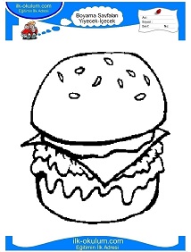 Çocuklar İçin Hamburger Boyama Sayfaları 